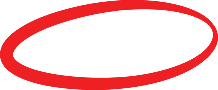 Red hand drawn circle shape for highlighting text or marking important information Vector