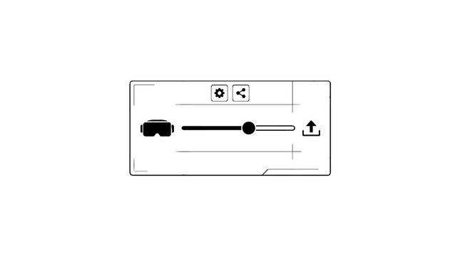 Virtual reality headset interface with slider and control icons