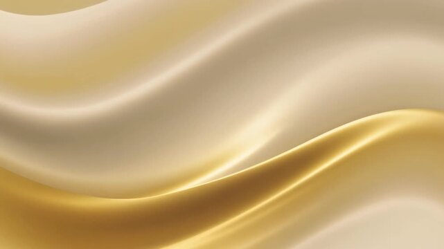 Elegant Golden Silk Fabric Flowing Smoothly in Abstract Waves.