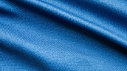 Fototapeta premium Blue sports clothing fabric football shirt jersey texture close up
