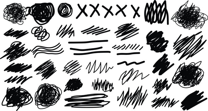 Hand drawn scribble lines and shapes