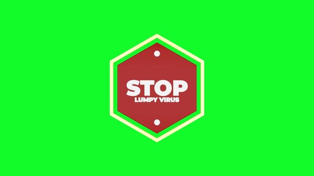 Stop Lumpy Virus Green Screen Badge Animation | Chroma Key Warning Logo