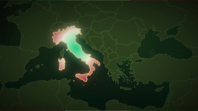 Animated Italy Nation Profile Map with Statistics and Renaissance Heritage Data