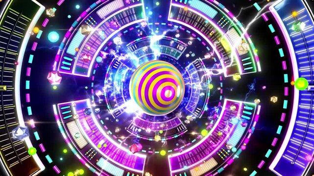 Striped Ball Neon Tunnel