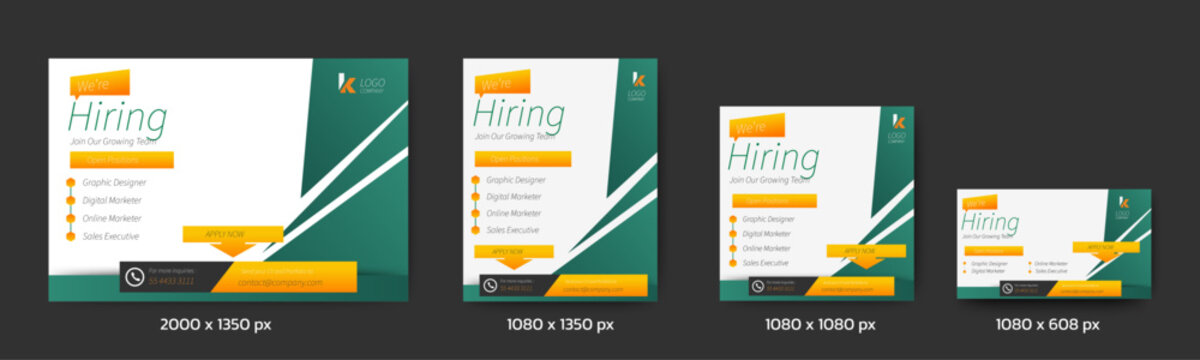 Recruitment advertising template. Recruitment Poster, Job hiring poster, social media, banner, flyer. Digital announcement job vacancies layout