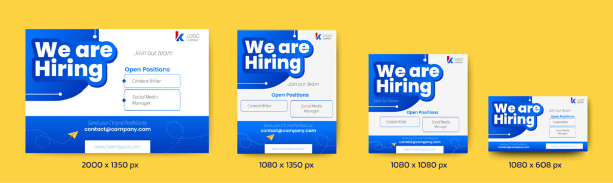 Job vacancy templates. We are hire jobs that are used on social media content.	