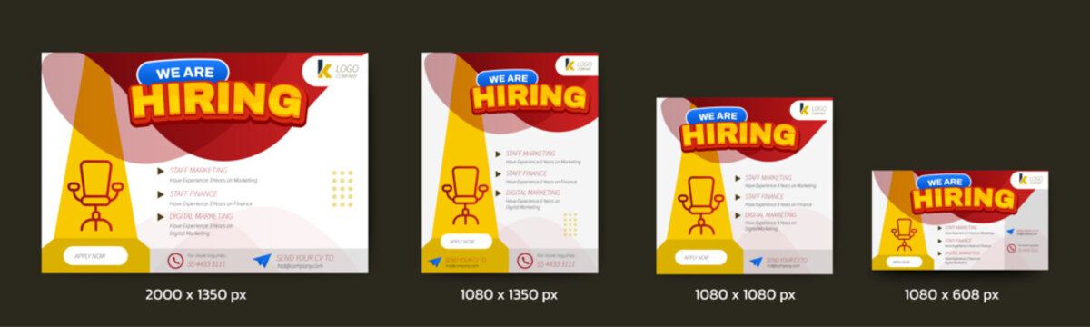 We Are Hiring Job Vacancy Social Media Post Banner Template Design And Recruitment. vector	