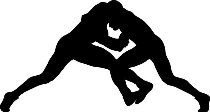 vector can be editable Professional wrestlers competing in ground grappling silhouette