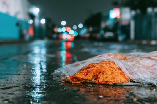 Garbage thrown onto the streets. Garbage thrown in the wrong place. Environmental protection.