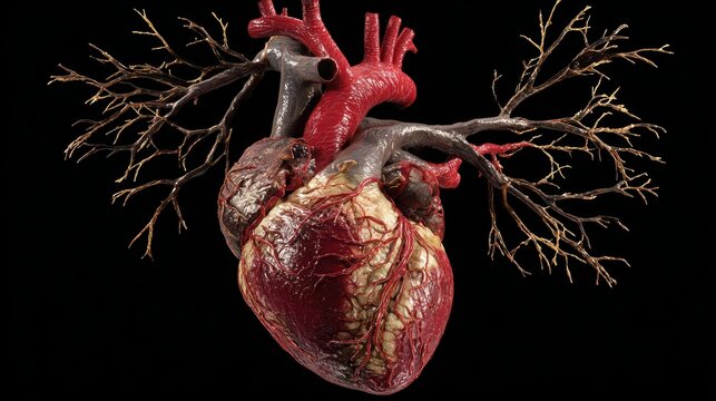 Realistic Anatomical Heart Model with Detailed Blood Vessels