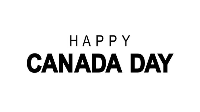 Happy canada day text animation, perfect for social media posts, video greetings, and presentations.