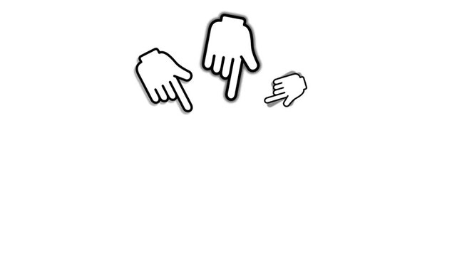 HD Animation of index finger with white screen. HD video black and white thin line icon for web design