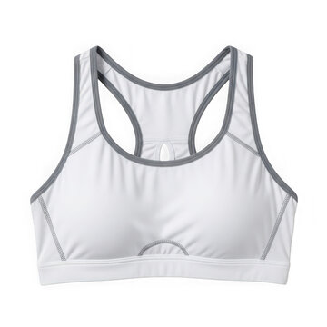 White lace racerback sports bra on model
