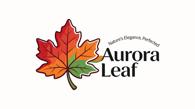 Aurora Leaf logo featuring a colorful maple leaf with the tagline "Nature's Elegance, Perfected".
