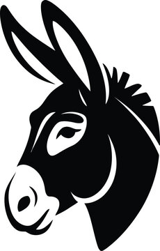 Stylized Black and White Donkey Head Logo Vector