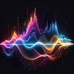 Obraz premium Vibrant digital waveform soundwave graphic design.