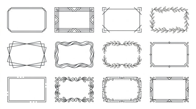 Collection of Decorative Rectangular Frames and Borders.
