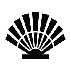 Black and white scallop seashell icon silhouette isolated on a clean white background design © GridAndGray