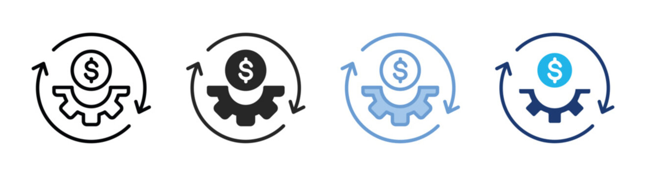 Cash flow icon set multiple style collection