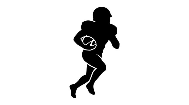 Silhouette of American Football Player Running with Ball.