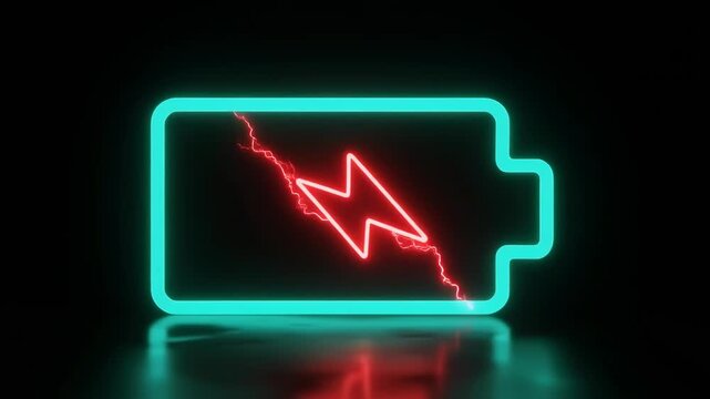 Low battery warning neon sign.