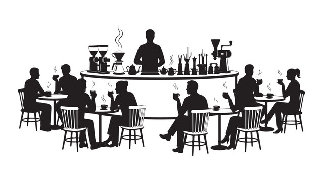 People Enjoying Coffee Together In Cozy Modern Caf Setting