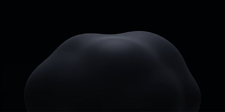An abstract, amorphous dark grey shape with soft, rounded contours floats in the center against a stark black background. for Website, Background, Branding, Art etc.