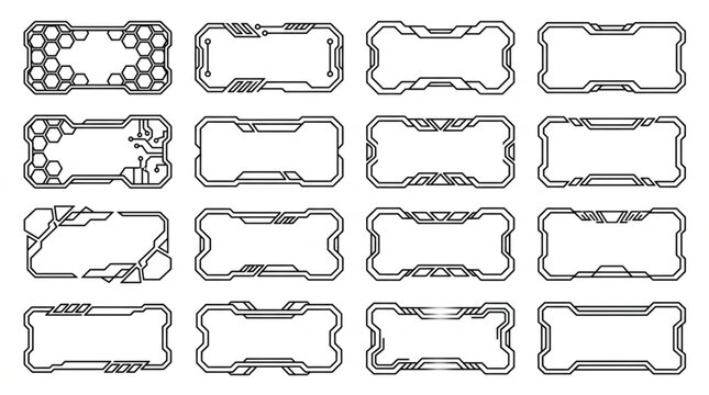 Futuristic UI Elements Collection Sci Fi Digital Interface Frames.