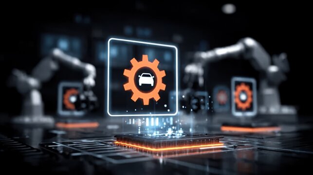 Automotive plants use a robotic workflow to manage the build process, monitoring sensors and tracking parts for quality analysis and system reporting.