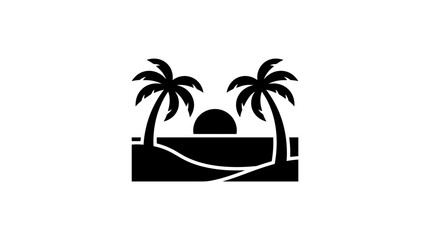 Fototapeta premium Tropical beach sunset with palm trees silhouette.