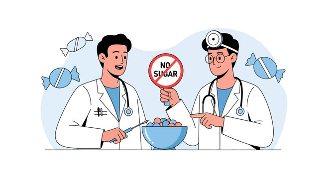 Doctors Show No Sugar Sign, Health Advice, Candy Diet Restricted