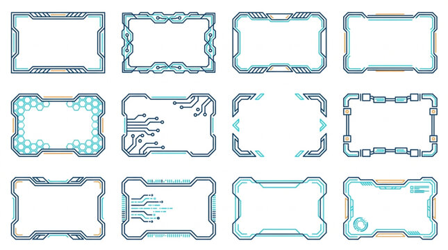Futuristic Digital Frames and Borders Collection.