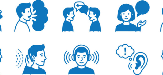 Kids Language Learning Icons. Flat vector mini-illustrations language learning © CreatAr8