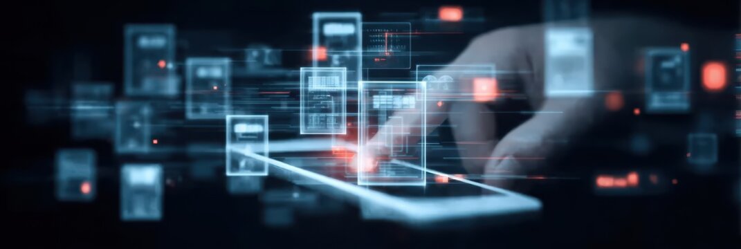 The user interacts with a clean smartphone interface design where the mobile app provides an intuitive digital experience for everyone.