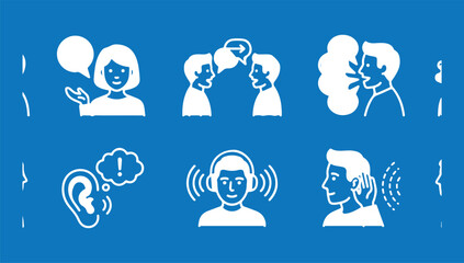 Kids Language Learning Icons. Flat vector mini-illustrations language learning © CreatAr8