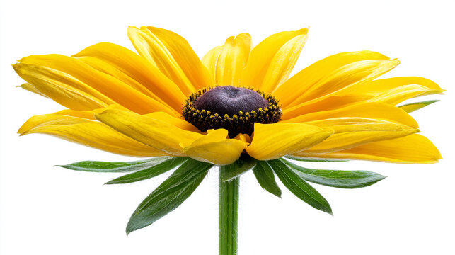 Yellow black-eyed susan flower with white background botanical delicate isolated studio shot