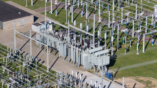 Aerial View of 380 kV High Voltage Grid station
