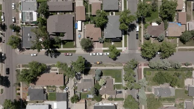 Top Down on Suburb of Sloan Lake Denver Colorado Drone Aerial View