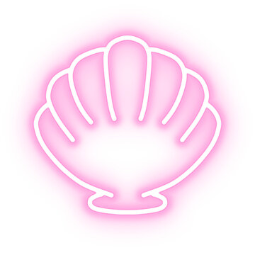 Neon seashell icon for summer decoration 