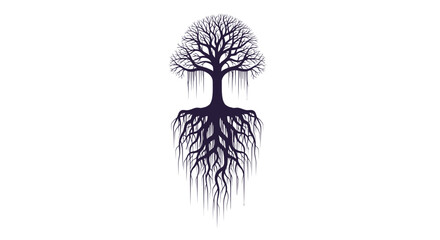 Silhouette of a Bare Tree with Deep Roots © gan