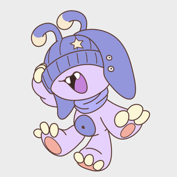 Cute cartoon animal in a hat. Funny character. Cartoon character design.