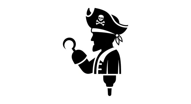 Pirate silhouette with hook hand.