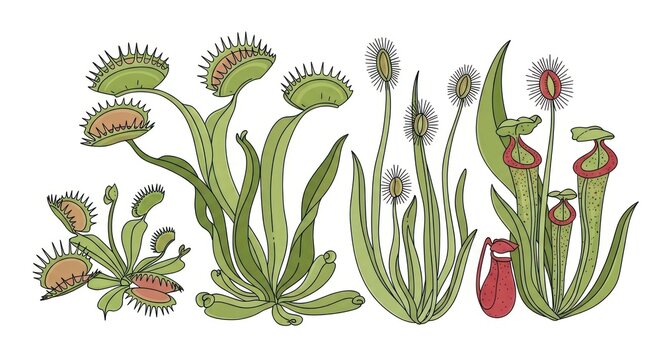 Venus flytrap and pitcher plants.