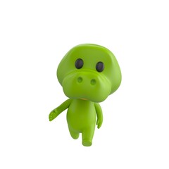 Obraz premium Cute 3D render Crocodile character walking calmly toward the camera, relaxed and friendly stride, isolated on white background.