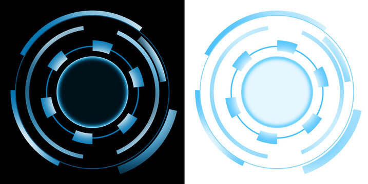 Radar futuristic circular interface glowing blue technology scanning system digital control display
