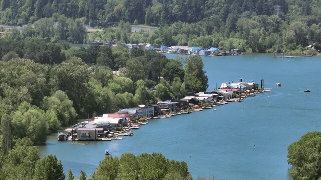 House Boat Community Portland Oregon Drone Aerial Footage