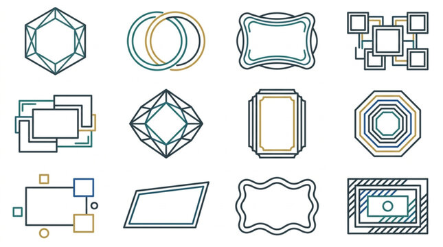 Collection of Geometric Shapes and Frames Icons.