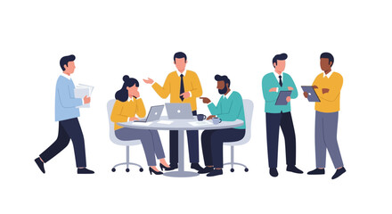 Diverse business team collaborating in modern office meeting © Unity