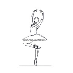 Elegant Ballerina Dancer Line Art Silhouette, Graceful Ballet Pose, Minimalist Style © nad