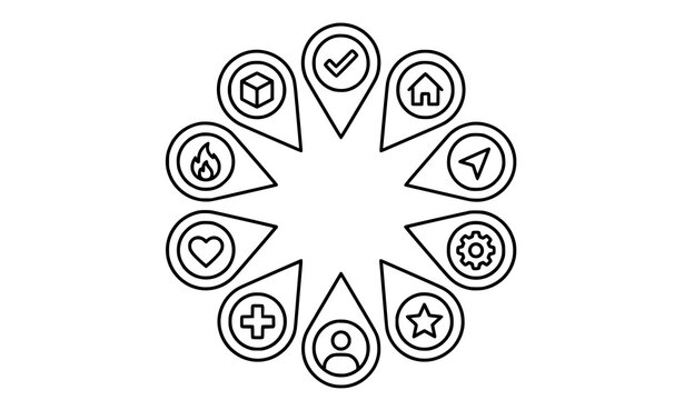 Modern location pin line icons with editable UI symbol vector design